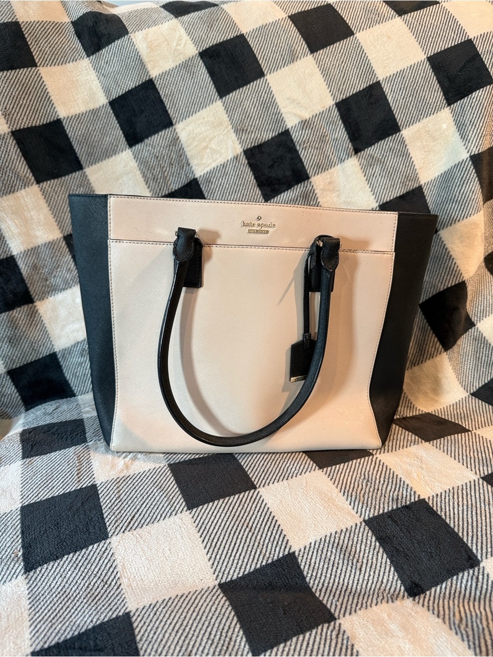 kate spade Black and Cream Two-Tone Tote